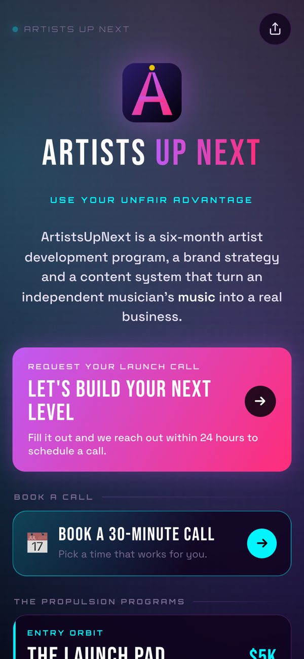 ArtistsUpNext's link in bio
