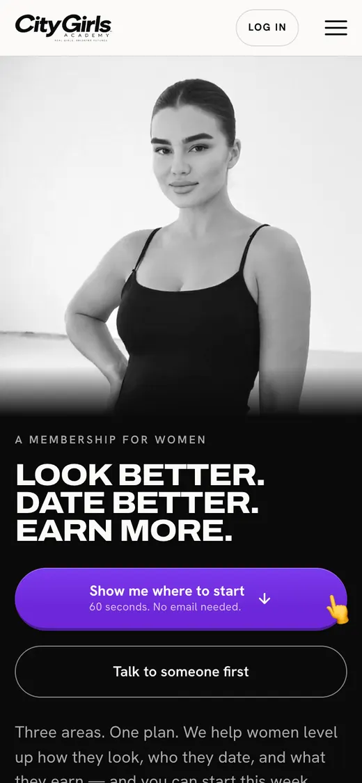 City Girls Academy website on a phone