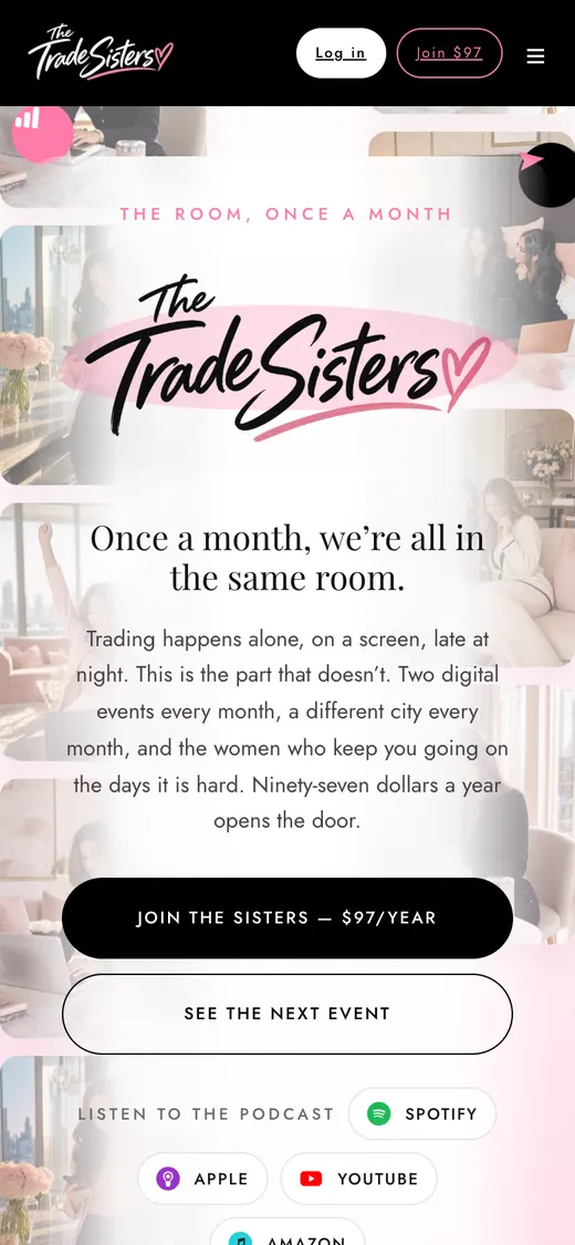 The Trade Sisters website on a phone